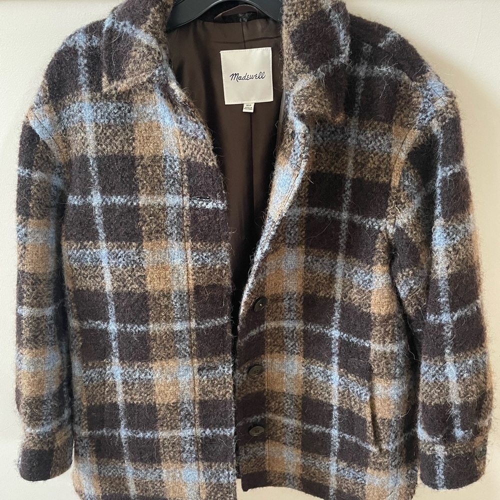 Madewell Checkered Wool Blend Coat